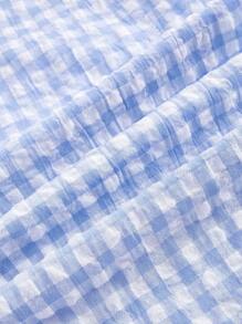 SHEIN Unity Casual Checkered Crop Top And Wide Leg Pants Two Pieces Set - Blue - View 4