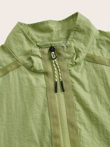In My Nature Ladies Solid Color Zipper Closure Stand Collar Outdoor Casual Jacket - Green - View 6