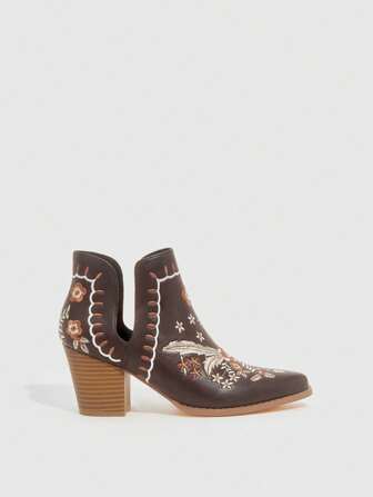 Styleloop Bottes Western brodées à la mode pour les chaussures de vacances d'été. Soldes d'été. Chaussures bohèmes vintage à l'esprit français. Noël, automne, Nouvel An, vacances