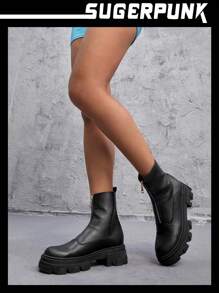 Sugerpunk Zipper Front Classic Boots - Black - View 6