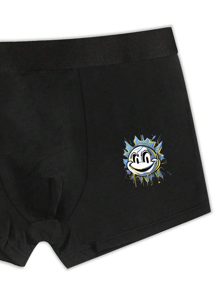 5pcs/Set Men's Cartoon Pattern Boxer Briefs