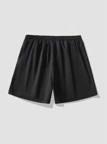 Manfinity LEGND Pantalones cortos casuales de verano con estampado de dinosaurio de dibujos animados, shorts de sudadera lisos para salir, para regalo de esposo o novio