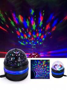 1pc Colorful Starry Sky Projection Lamp, Rotating Magic Ball Led Night Light With Rgb Moon & Galaxy Projection For Bedroom Decoration - Starry Sky Model - View 3