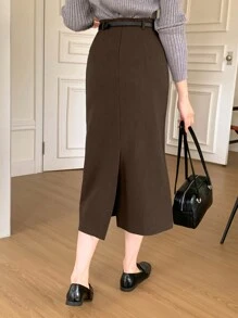 DAZY Váy đơn giản hàng ngày dành cho nữ - màu nâu - Xem 2