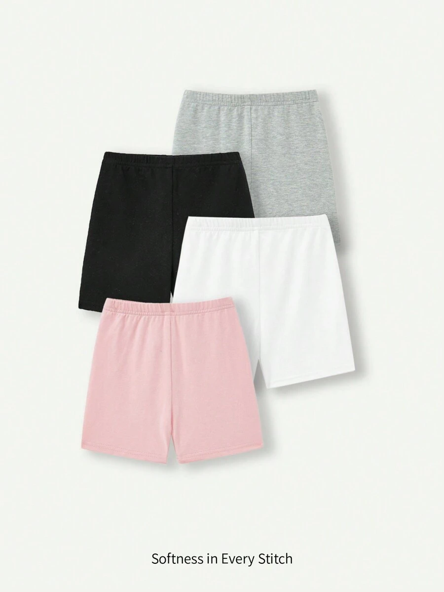 Cozy Pixies Baby Girl Soft Knitted Casual Solid Color Shorts 4pcs/Set - Multicolor - View 1