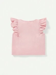 Cozy Pixies Baby Girl Floral Pattern Round Neck Top With Ruffle Trim Detail, 2pcs/Set - Multicolor - View 7