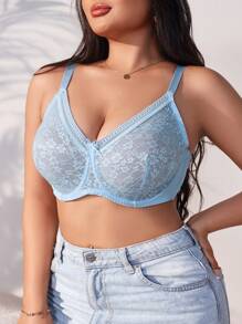 Sujetador de encaje con aros y relleno para tamaño grande, ropa interior de 1 pieza y lencería sexy