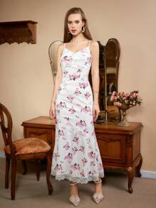 Chiquease Váy không tay có dây đeo chắp vá ren ngẫu nhiên - Nhiều màu - Xem 7