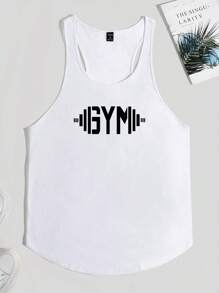 GymBeat Men Fashionable GYM Printed Graphic Funny Sleeveless Tank Top, For Workout, Friends, Holiday - White - View 2