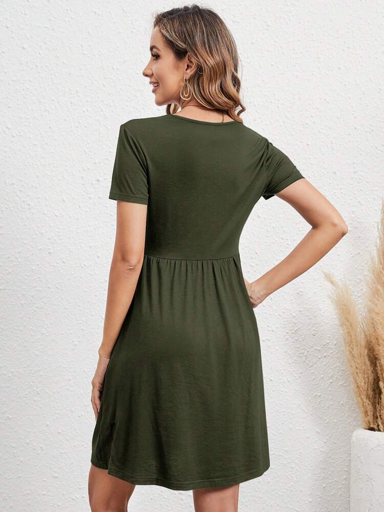 Women's Fashionable Summer Solid Color A-Line Dress