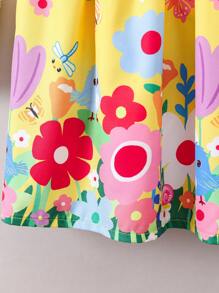 SHEIN Váy hoa Dopamine và viền bèo nhún mừng Ngày thiếu nhi Mexico cho bé gái - Nhiều màu - Xem 3