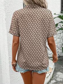 SHEIN LUNE Đúng mốt Giải trí Ngắn tay In Áo sơ mi Cho mùa xuân Và Mùa hè Commute - Nhiều màu - Xem 2