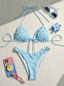 Swim Mod Ladies' Monochromatic Textured Bikini Set, Summer Beach - Multicolor - View 1