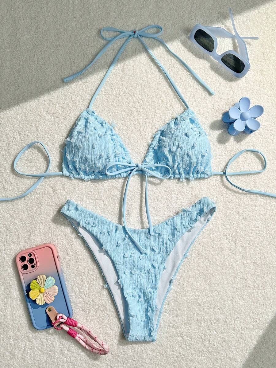 Swim Mod Ladies' Monochromatic Textured Bikini Set, Summer Beach - Multicolor - View 1