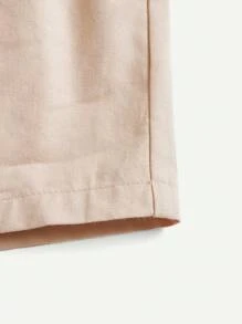 Cozy Pixies Baby Boy Striped Half Placket Short Sleeve Top And Solid Color Shorts 2pcs/Set - Apricot - View 6