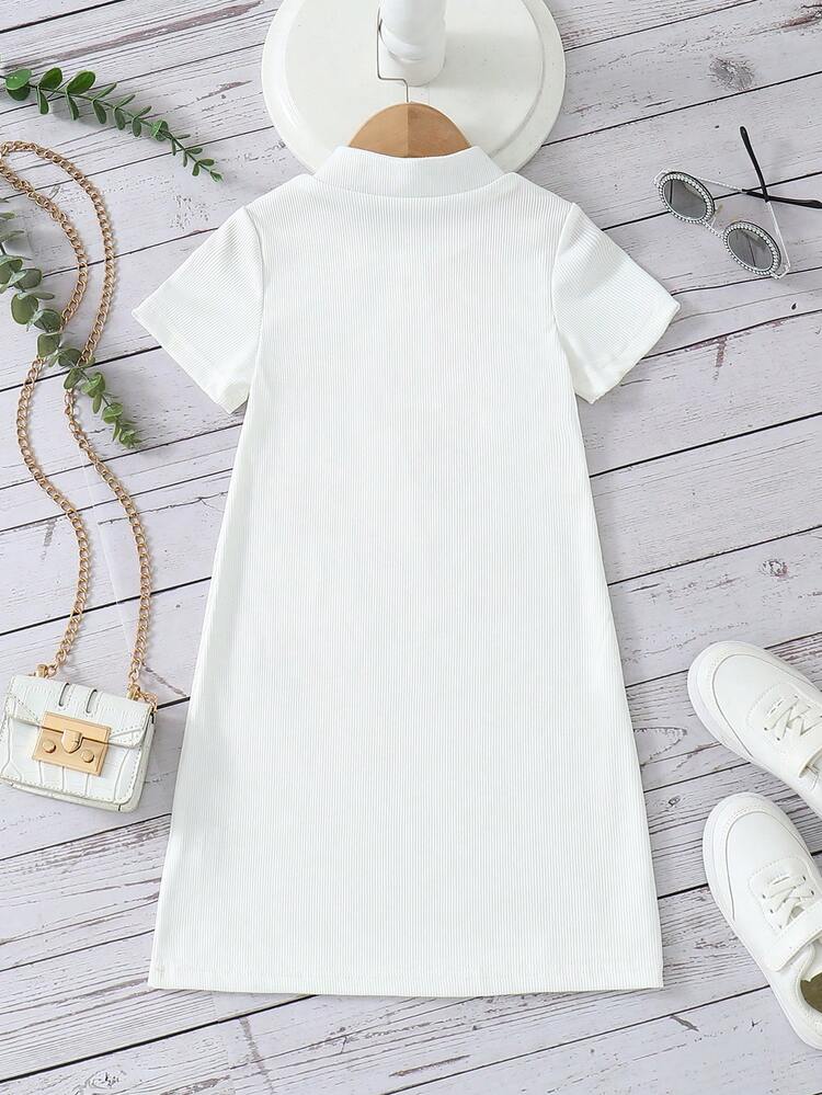 Young Girl Street Fashion Knitted Pit Fashion Badge Printed Front Zipper Dress Spring And Summer