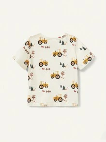 Cozy Pixies 2入組寶寶男童針織柔軟休閒基礎款圓領短袖套頭上衣 - 綠色 - 查看 4