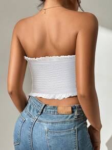 SHEIN Essnce Top Corto Blanco Casual De Mujeres Para El Verano - Blanco - Ver 2