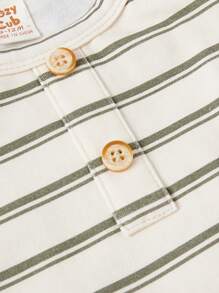 Cozy Pixies Baby Boy Striped/Solid Color Round Neck Sleeveless Romper 2pcs Set