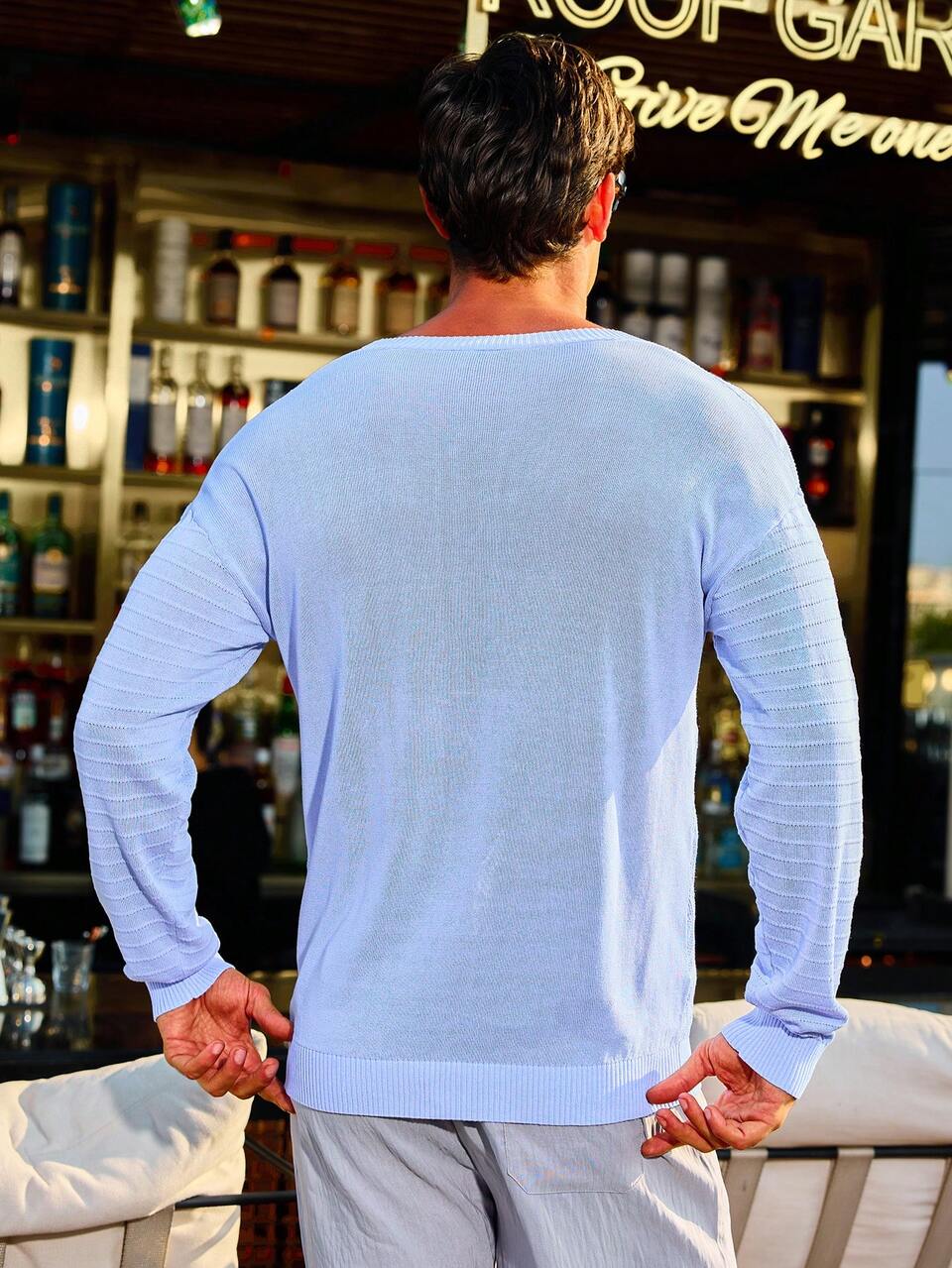 Men's Hollow Out V-Neck Sweater