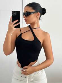 SHEIN ICON Ladies' Fashionable Solid One Shoulder Top - Multicolor - View 2