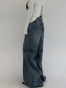 DAZY Damen Lässige Loose Wide Leg Jeans, Baggy Jeans, Kleidung für den Schulanfang