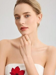 MOTF PREMIUM Anillo De Circonia Cúbica Microincrustado Chapado En Oro - Amarillo Oro - Ver 7
