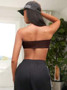 SHEIN EZwear 3pcs Solid Color Ultra Short High Stretch Tube Top - Brown - View 4