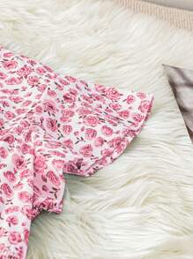 SHEIN Clasi Kích thước lớn Mùa hè giản dị Kỳ nghỉ Đầm Với Nhỏ bé In Hoa Và Batwing - Hồng - Xem 3