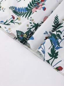 SHEIN LUNE Áo cánh cổ buộc bèo nhún in hoa Plus cho mùa hè - Nhiều màu - Xem 4