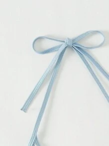 SHEIN Swim Áo bikini hở lưng thắt nơ lấp lánh cho nữ mùa hè - Bạc - Xem 6