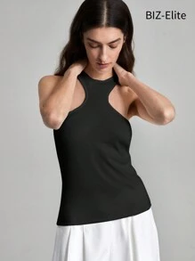 SHEIN BIZwear 夏季休閒細身削空前開衫背心 - 黑色 - 查看 9