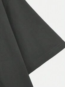 SHEIN 女士简约印花圆领短袖 T 恤，适合日常穿着街头风格纽约帝国州自由布鲁克林图案 T 恤女式上衣 - 深灰色 - 查看 4