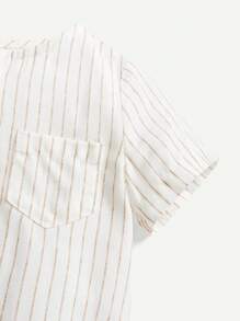 Cozy Pixies Baby Boy Striped Half Placket Short Sleeve Top And Solid Color Shorts 2pcs/Set - Apricot - View 4