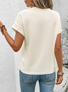 SHEIN LUNE 團餅皮杏色女款寬鬆t恤 - 杏色 - 查看 3