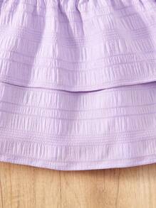 SHEIN Falda de línea A elegante y de moda para niña preadolescente en color morado, diseño sencillo con cintura alta y tejido suave y transpirable - Morado - Ver 4