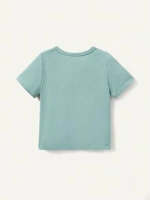 Cozy Pixies 2入組寶寶男童針織柔軟休閒基礎款圓領短袖套頭上衣 - 綠色 - 查看 2