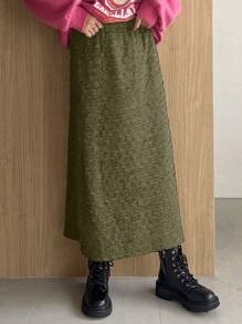 FRIFUL 女士純色紋理短裙 - 軍綠色 - 查看 4