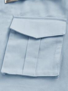 SHEIN ICON 編織純色貨物裙 - 淺藍色 - 查看 4