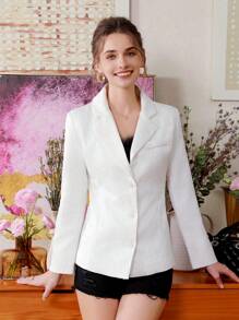 Aveloria Women's Random Jacquard Solid Color Long Sleeve Suit Jacket