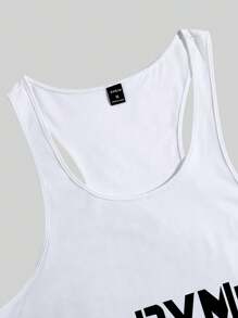 GymBeat Men Fashionable GYM Printed Graphic Funny Sleeveless Tank Top, For Workout, Friends, Holiday - White - View 5
