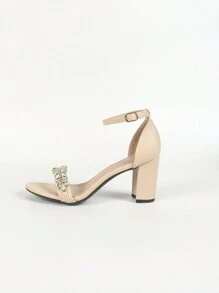 Women's Fashion Rhinestone Embellished Comfy Evening Party High Heel Sandals,Spring Summer Outfits - Apricot - View 6