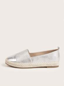 Silver Snake Print Comfortable Breathable Rope Fisherman Flat Shoes, Resort Style Valentines