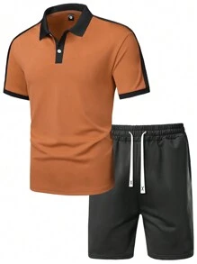 Bộ 3 món quần short ngắn tay nam mùa hè mới, áo polo và áo thun công sở chống nhăn, kiểu dáng thường ngày. - Nhiều màu - Xem 7