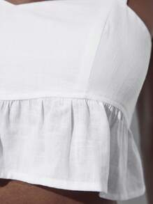 Maija Ensemble de haut à bretelles et de pantalon long de couleur unie pour femme - Blanc - Voir 10