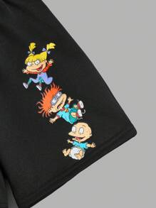 Nick 90s | SHEIN 少年可愛卡通印花套裝 - 黑與白 - 查看 10