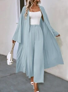 SHEIN LUNE Conjunto de dos piezas de bata larga de unicolor y simple para uso diario de dama
