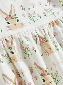 Cozy Pixies Conjunto De 2 Piezas De Vestido De Manga Corta Suave De Cuello Redondo Con Corbata Delantera Para Niña