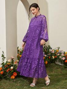 Modelyn Lace Lantern Sleeve Women's Dress