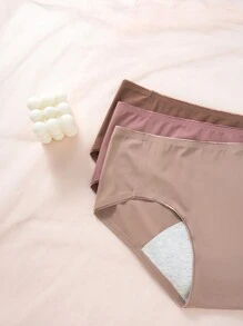 Shein Underwear&Sleepwear Basics Frauen Einfarbige Sicherheits-physiologische Unterwäsche, 5 Stück/pack